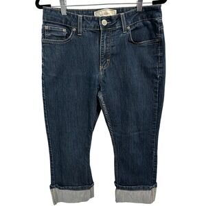 Merona Cuffed Capri Stretch Blue Jeans Women's Size 8 Button/Zip 5 Pocket